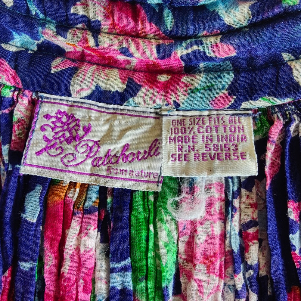 Vintage‎ 90s Patchouli Floral Maxi Skirt Boho Cotton Hippie Broomstick Pullon OS - Picture 5 of 8